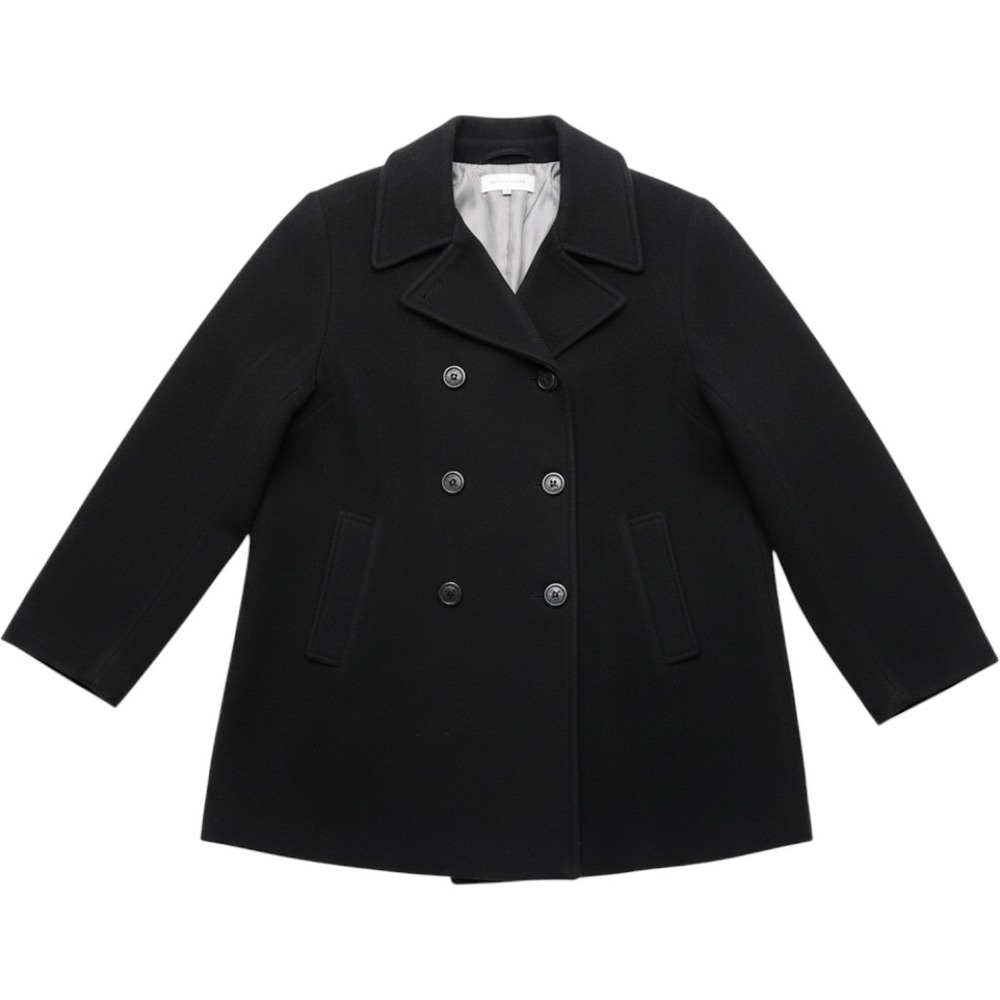 Calvin Klein Coat Womens Plus 2X Black Wool Peacoat Mid Length Button Pockets